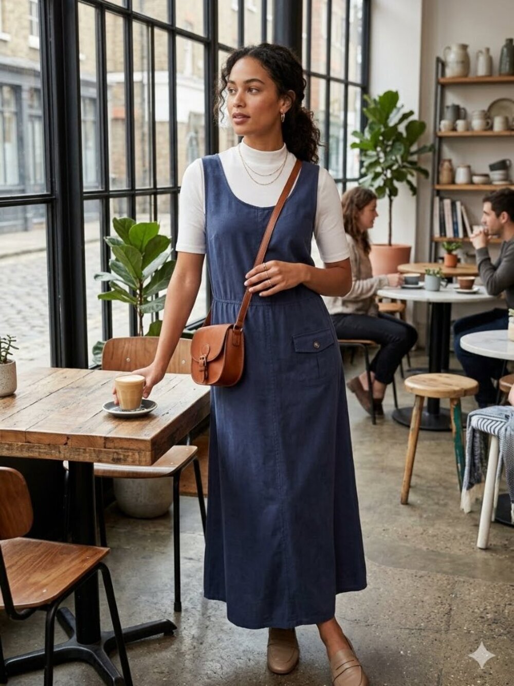 St John's Bay Women's Size Small Blue Rayon Zip Back Adjustable Overall Dress
